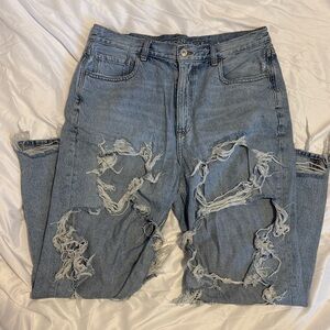 American Eagle Outfitters Ripped Blue Mom Jeans